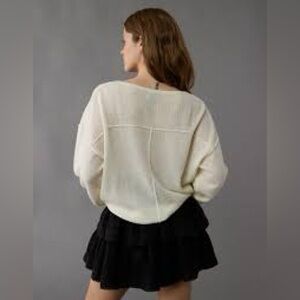 American Eagle Whoa So Soft Ballet Neck OVERSIZED sweater in cream